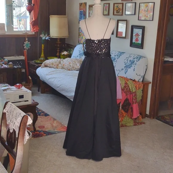 NOS JUMP APPAREL black Tool Sequence Sash Full Length Formal Dress Plus Sz 18W - Picture 7 of 12